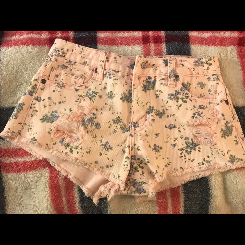 Floral jean shorts